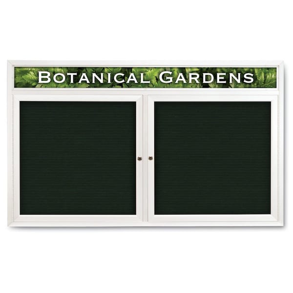 Indoor Enclosed Combo Board, 42"x32", Black Frame/Grey & Forbo